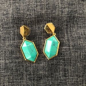 Anthropologie turquoise stone drop earrings